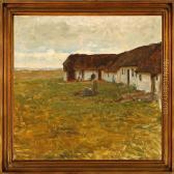 At A Farm In Svinklov Oil Painting by Viggo Johansen