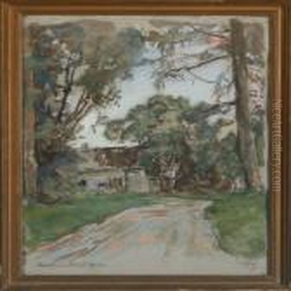 Scenery With Trees And A House Oil Painting by Viggo Johansen