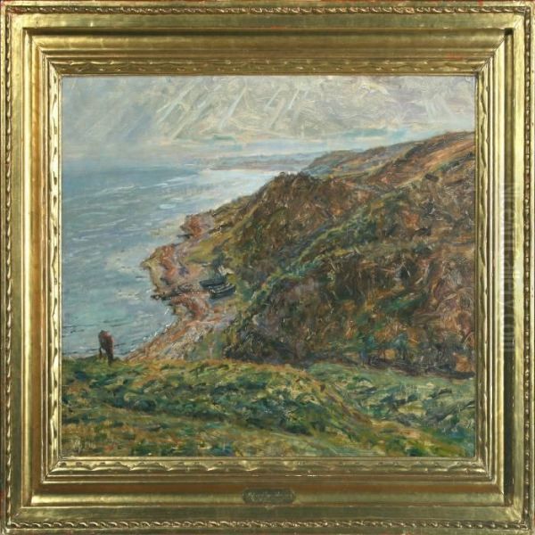 Cliffs At The Sea, Refsnaes, Denmark Oil Painting by Viggo Johansen