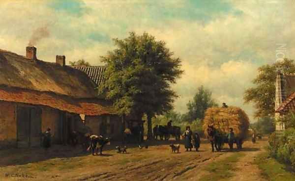 Dorpsweg in Noord Brabant (Aarle Rikstel bij Helmond) Oil Painting by Willem Carel Nakken