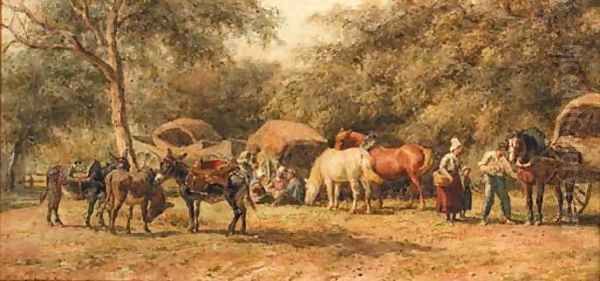 The Halt of the Caravan Oil Painting by Willem Carel Nakken