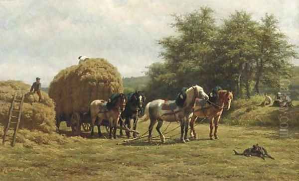 Late summer loading the hay-cart Oil Painting by Willem Carel Nakken