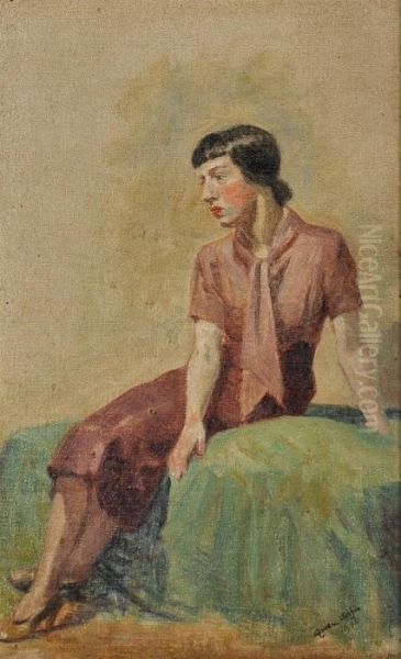 Woman In A Rose Color Dress Oil Painting by Gwendolen John