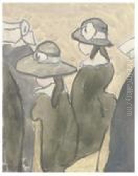 Girls In Hats In Church Oil Painting by Gwendolen John