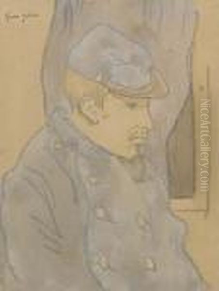 Profile Study Of A Poilu Oil Painting by Gwendolen John