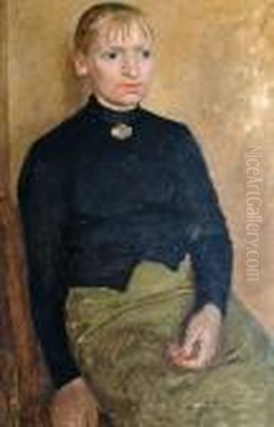 Seated Woman In Black Blouse Oil Painting by Gwendolen John