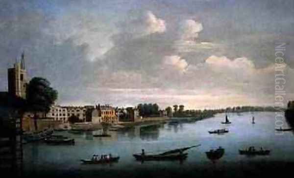 A View of the Thames from Putney Bridge Oil Painting by Joseph Nichols