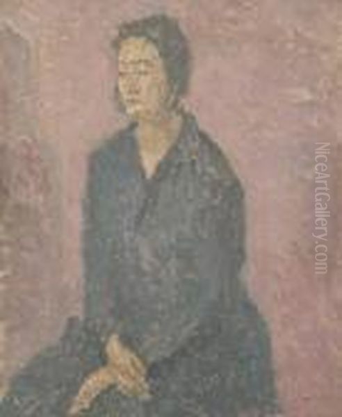 Woman With Hands Crossed Oil Painting by Gwendolen John