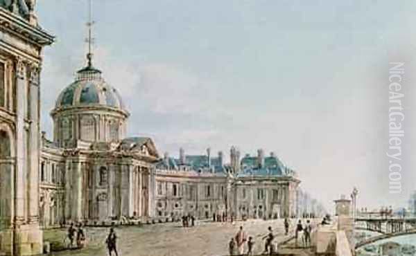 View of the College des Quatre Nations Paris .1810 Oil Painting by Victor Jean Nicolle