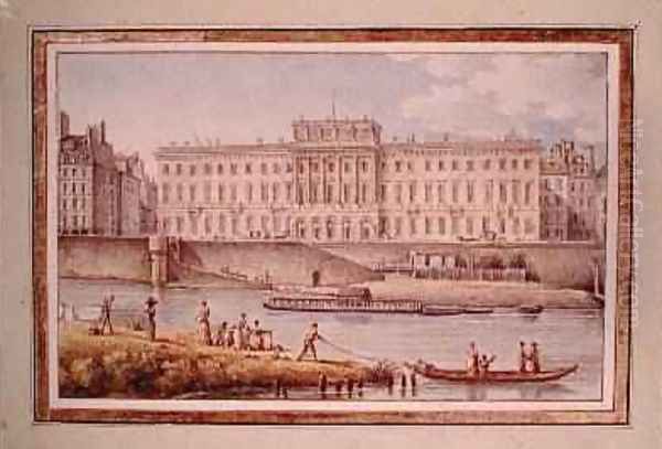 View of the Hotel des Monnaies at the Confluence of the Two Branches of the Seine Oil Painting by Victor Jean Nicolle