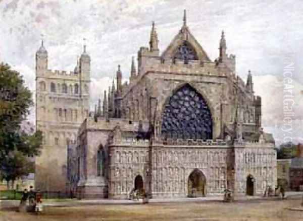 West Front Exeter Cathedral Oil Painting by George Nattress