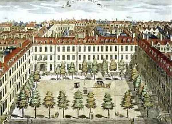 Devonshire Square for Stows Survey of London Oil Painting by Sutton Nicholls