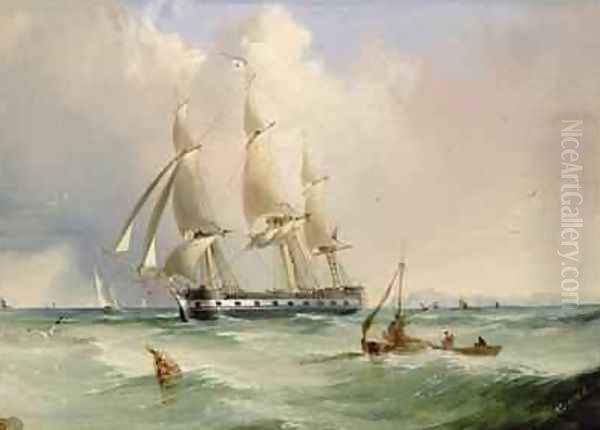 Frigate under Sail Oil Painting by Edward H. Niemann