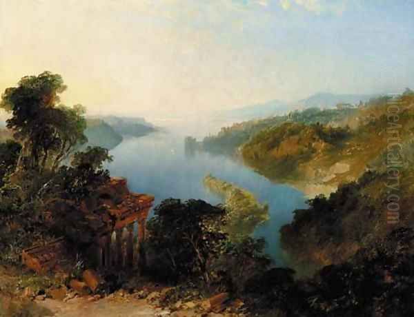 An Italianate lake landscape Oil Painting by Edward H. Niemann