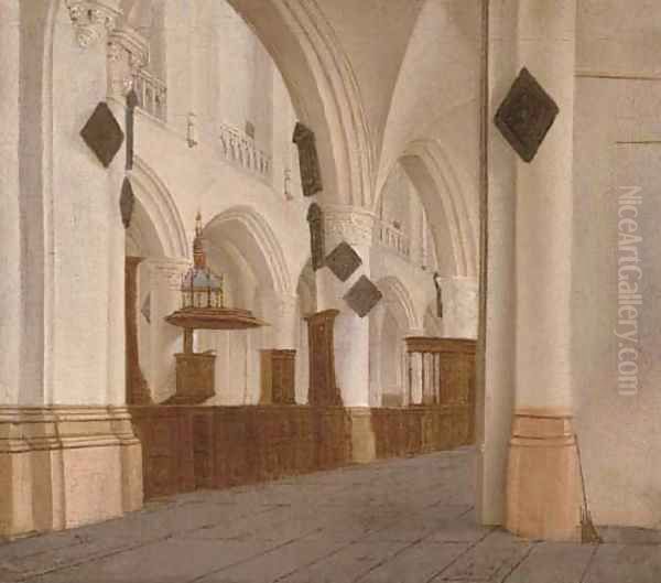 The interior of Saint Bavo's, Haarlem Oil Painting by Isaak Nickelen