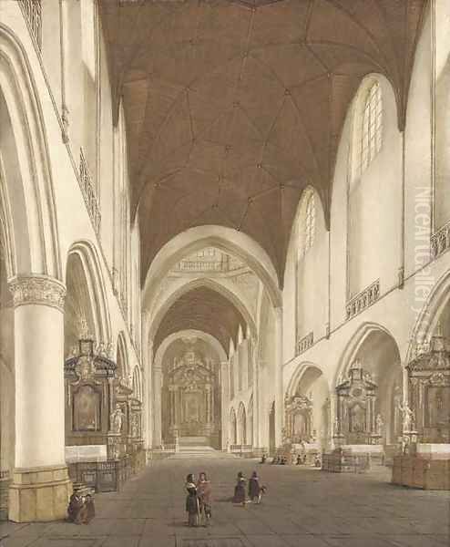 The interior of Saint Bavo's, Haarlem 2 Oil Painting by Isaak Nickelen