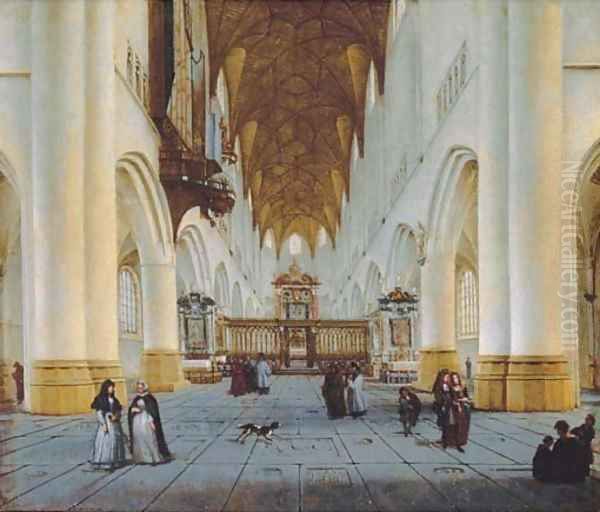 The interior of St. Bavo's, Haarlem Oil Painting by Isaak Nickelen