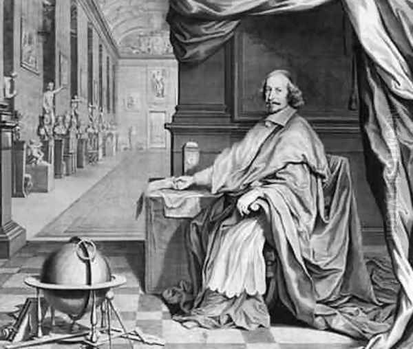 Portrait of Cardinal Mazarin 1602-61 in his Palace 1658-60 Oil Painting by Robert Nanteuil