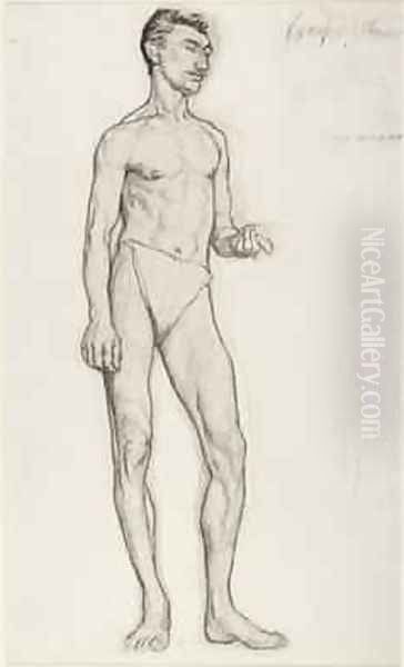 A Study of a Male Nude Figure 1895 Oil Painting by Ida Margaret Nettleship