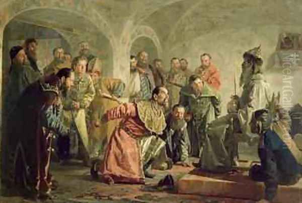 The Oprichnina at the Court of Ivan IV 1530-84 Oil Painting by Nikolai Vasilievich Nevrev