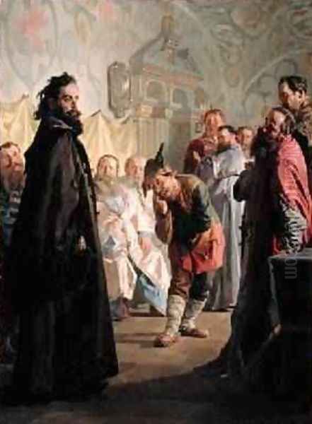 The Disgraced Boyar and a Jester 1891 Oil Painting by Nikolai Vasilievich Nevrev