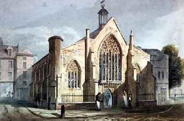 Dutch Church Austin Friars 1815 Oil Painting by J. P. Neale