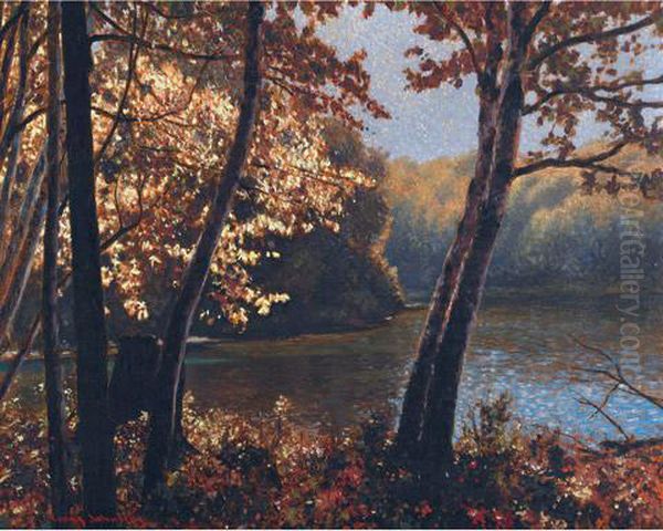 October Lagoon Near Parry Sound, Ontario Oil Painting by Franz Hans Johnston