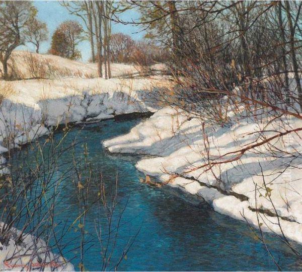 Advancing Spring Oil Painting by Franz Hans Johnston