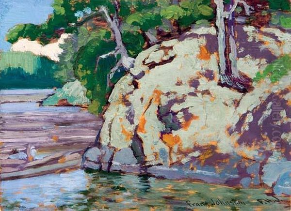 A Rocky Corner - Bryce's Island Lakeon The Woods Oil Painting by Franz Hans Johnston