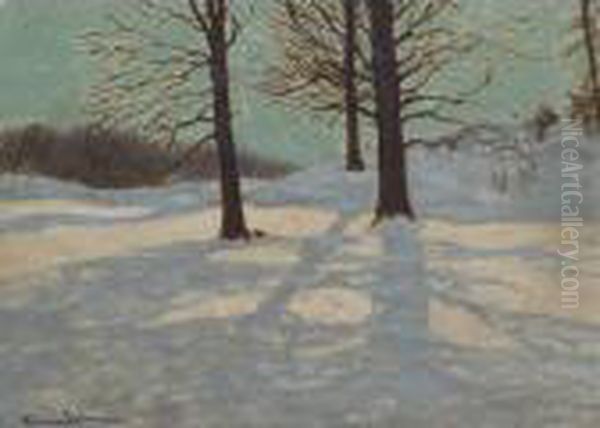 Winter Sun Oil Painting by Franz Hans Johnston