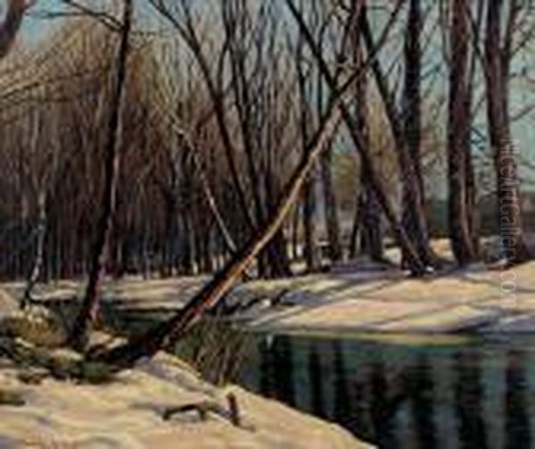 Winter Stream Oil Painting by Franz Hans Johnston