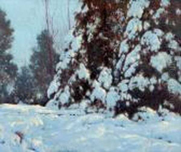 Northern Snow, Late Afternoon Glow Oil Painting by Franz Hans Johnston