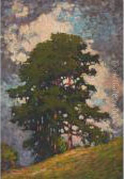 Tree On A Hill Oil Painting by Franz Hans Johnston