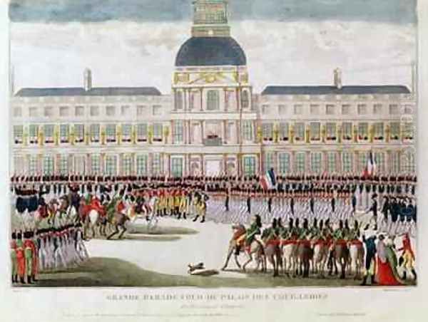 Parade in the Courtyard of the Palais des Tuileries in the Presence of the Emperor Oil Painting by Thomas Naudet