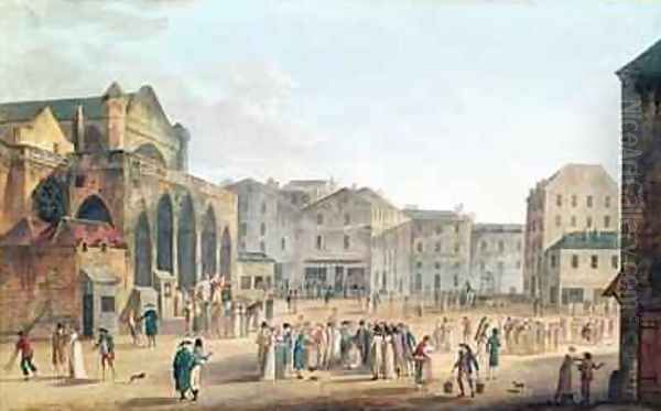 View of SaintGermainlAuxerrois 1802 Oil Painting by Thomas Naudet