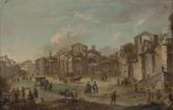 Veduta Di Un Angolo Della Vecchia Roma Oil Painting by Antonio Joli