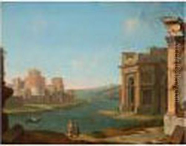 Veduta Ideata Con Capricci Architettonici Oil Painting by Antonio Joli