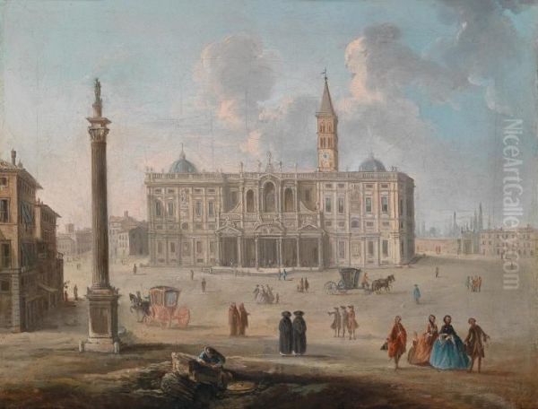 La Basilika Di Santa Maria Maggiore A Roma Oil Painting by Antonio Joli