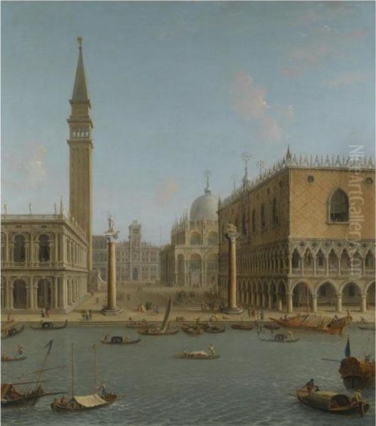 Venice, A View Of The Piazzetta Oil Painting by Antonio Joli