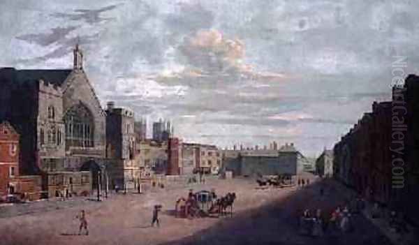 New Palace Yard Westminster 1740 Oil Painting by Joseph Nicholls