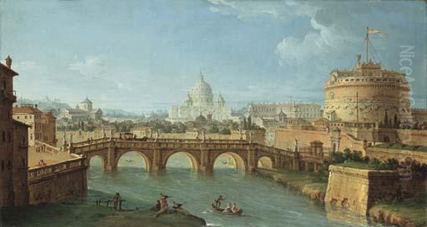 The Tiber Oil Painting by Antonio Joli