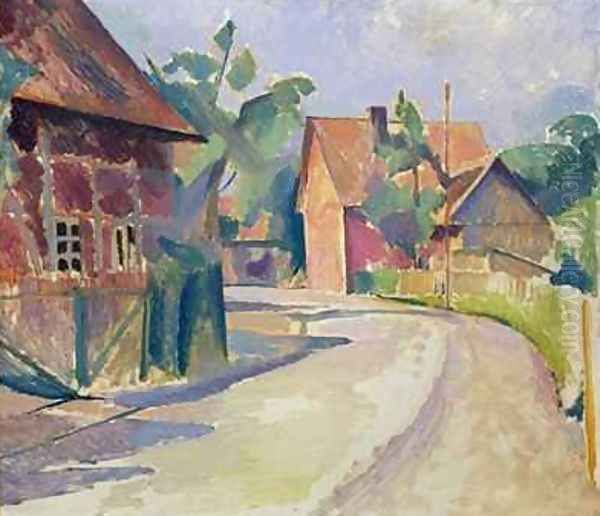 A Village Street Oil Painting by Franz Nolken