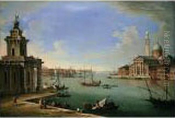 Venice, The Bacino Di San Marco 
Looking East With The Punta Della Dogana And San Giorgio Maggiore Oil Painting by Antonio Joli