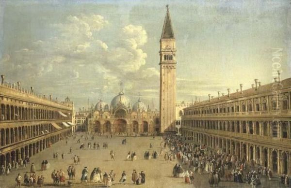 The Piazza San Marco, Venice Oil Painting by Antonio Joli