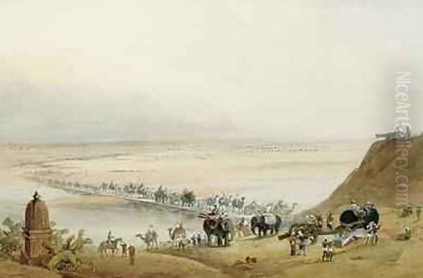 Released Garrison of Lucknow Crossing the Ganges Oil Painting by J. Needham