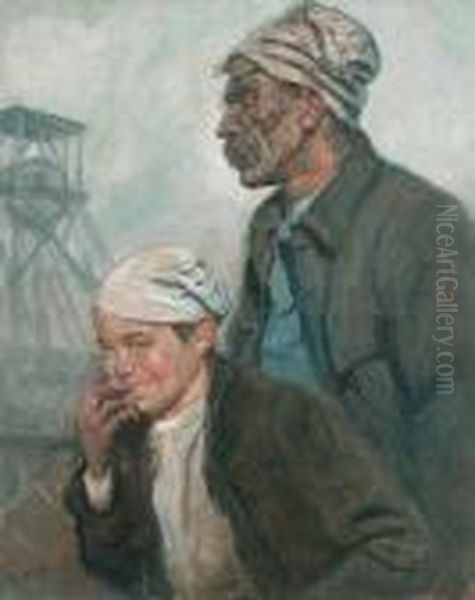 Les Mineurs Oil Painting by Lucien Hector Jonas