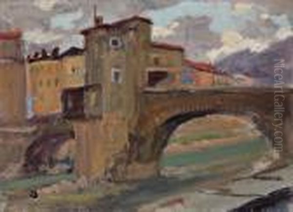 Sospel, Pont De Village Oil Painting by Lucien Hector Jonas