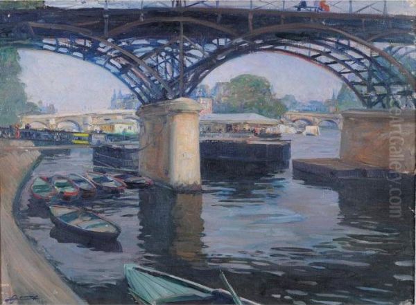  Paris, La Seine Pres Du Pont Des Arts  Oil Painting by Lucien Hector Jonas