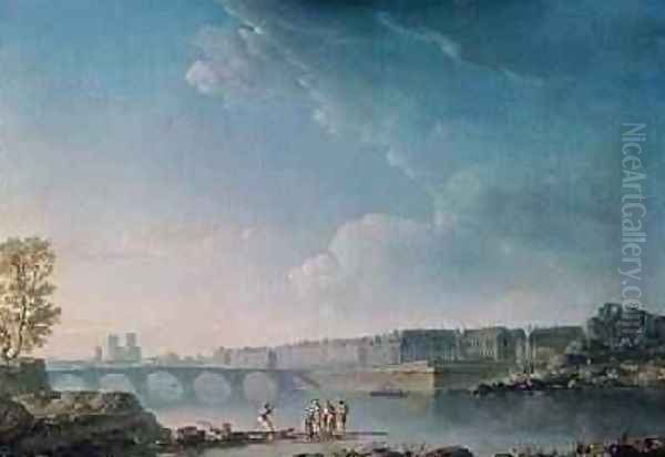 The Ile SaintLouis and the Pont de la Tournelle 1780 Oil Painting by Noel, Alexandre Jean