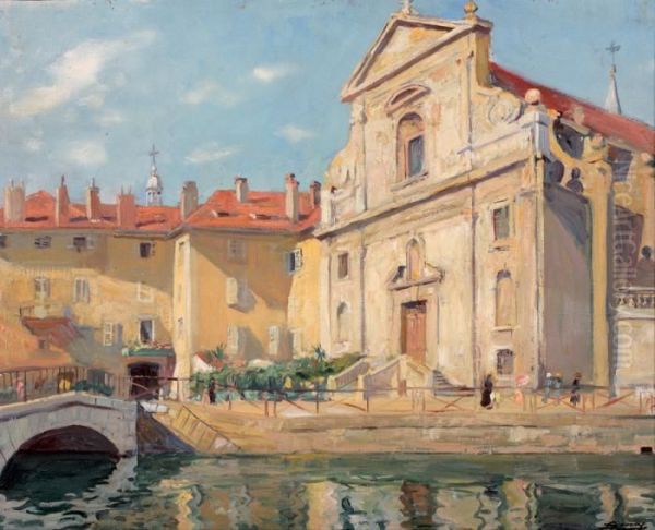 L'eglise Italienne A Annecy Oil Painting by Lucien Hector Jonas